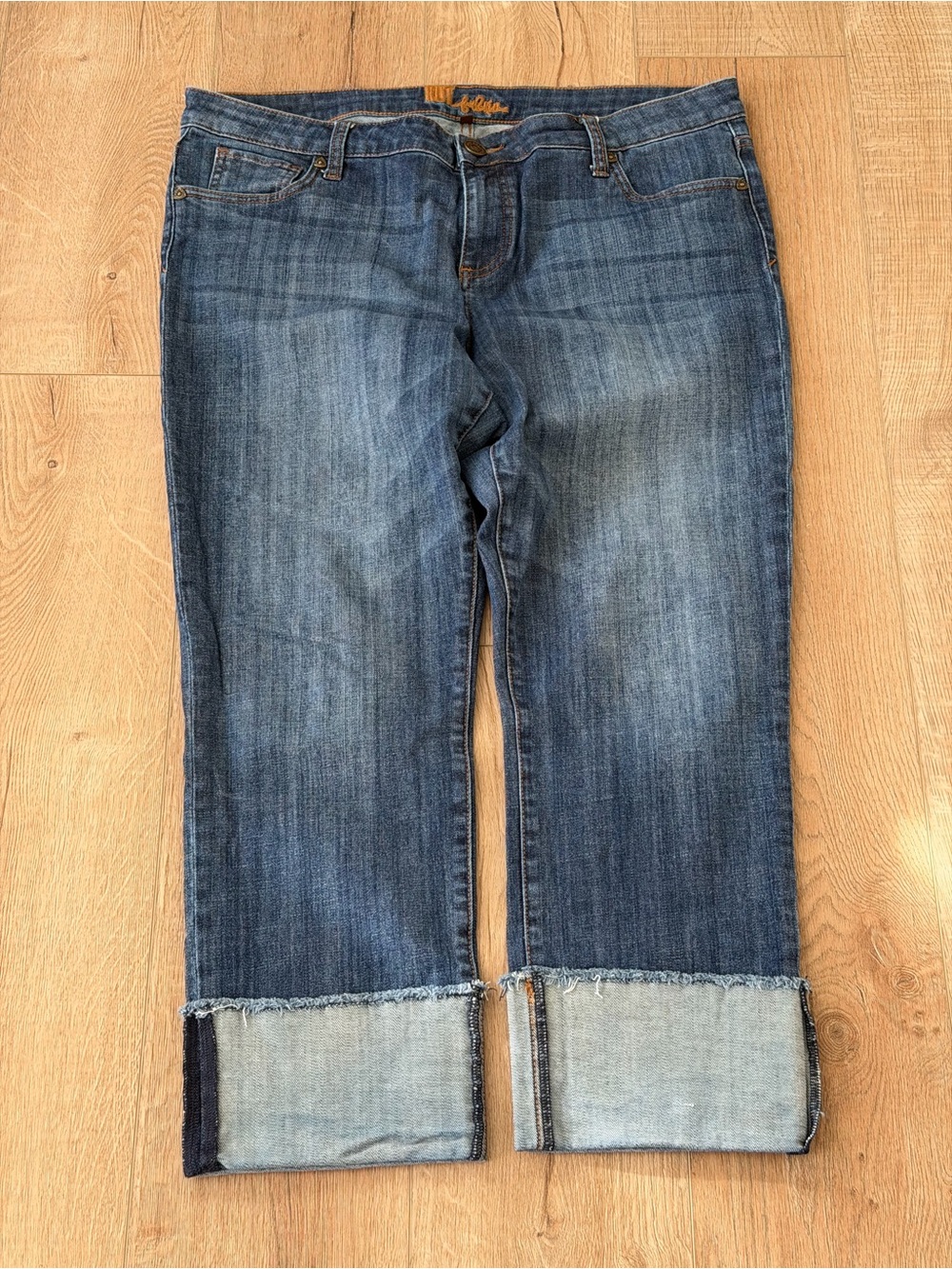 KUT from the Kloth Women’s Size 14 Capri Cuffed Jeans Blue Denim